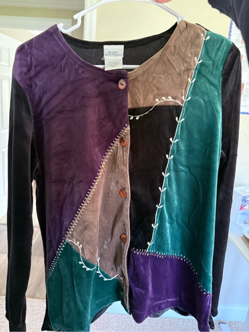 Vintage Velvet Colorblock Top - M